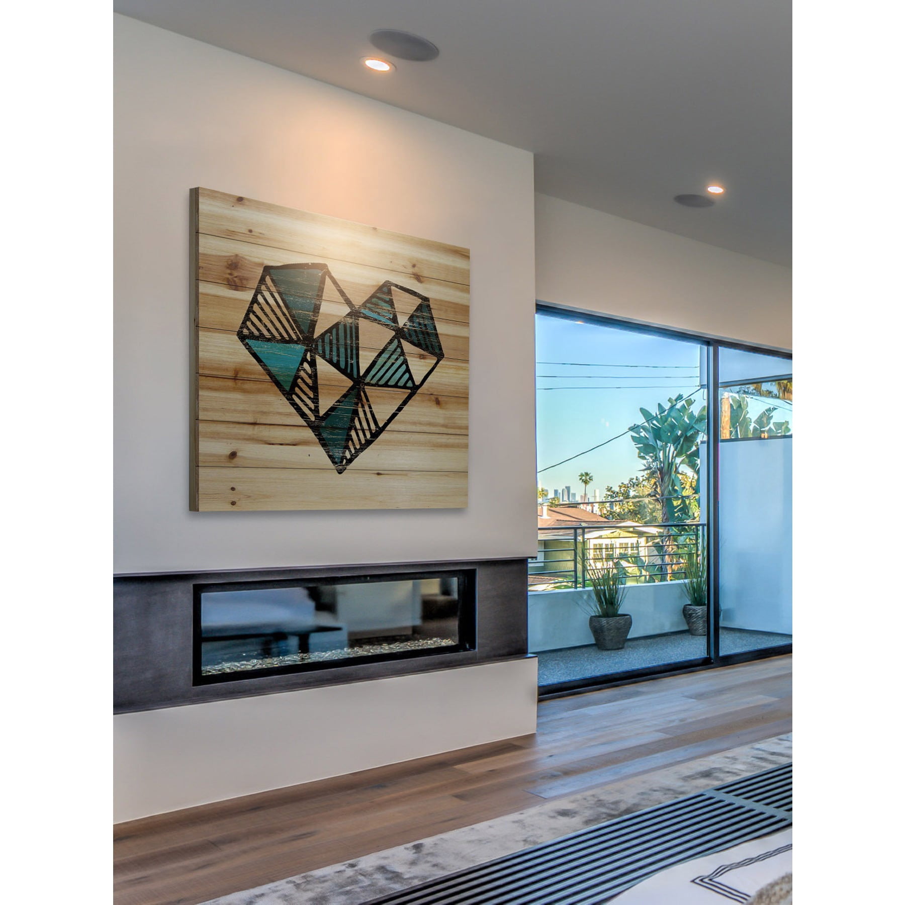 Marmont Hill - "Indigo Heart" Painting Art Print on Natural Pine Wood
