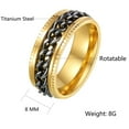 thumbnail image 6 of Udolfly Mens Fidget Rings Anxiety Rings for Men Womens Chain Spinner Rings for Adults Titanium Steel Ring Gold Black Size 10, 6 of 7