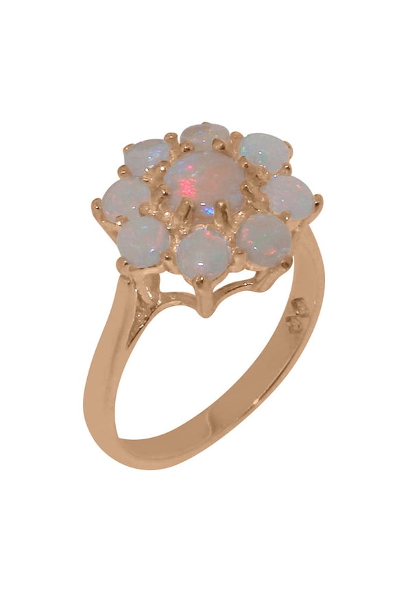 LBG British Made Classic Solid 18k Rose Gold Natural Opal Womens Anniversary Ring - 33 size options - Size 5.25