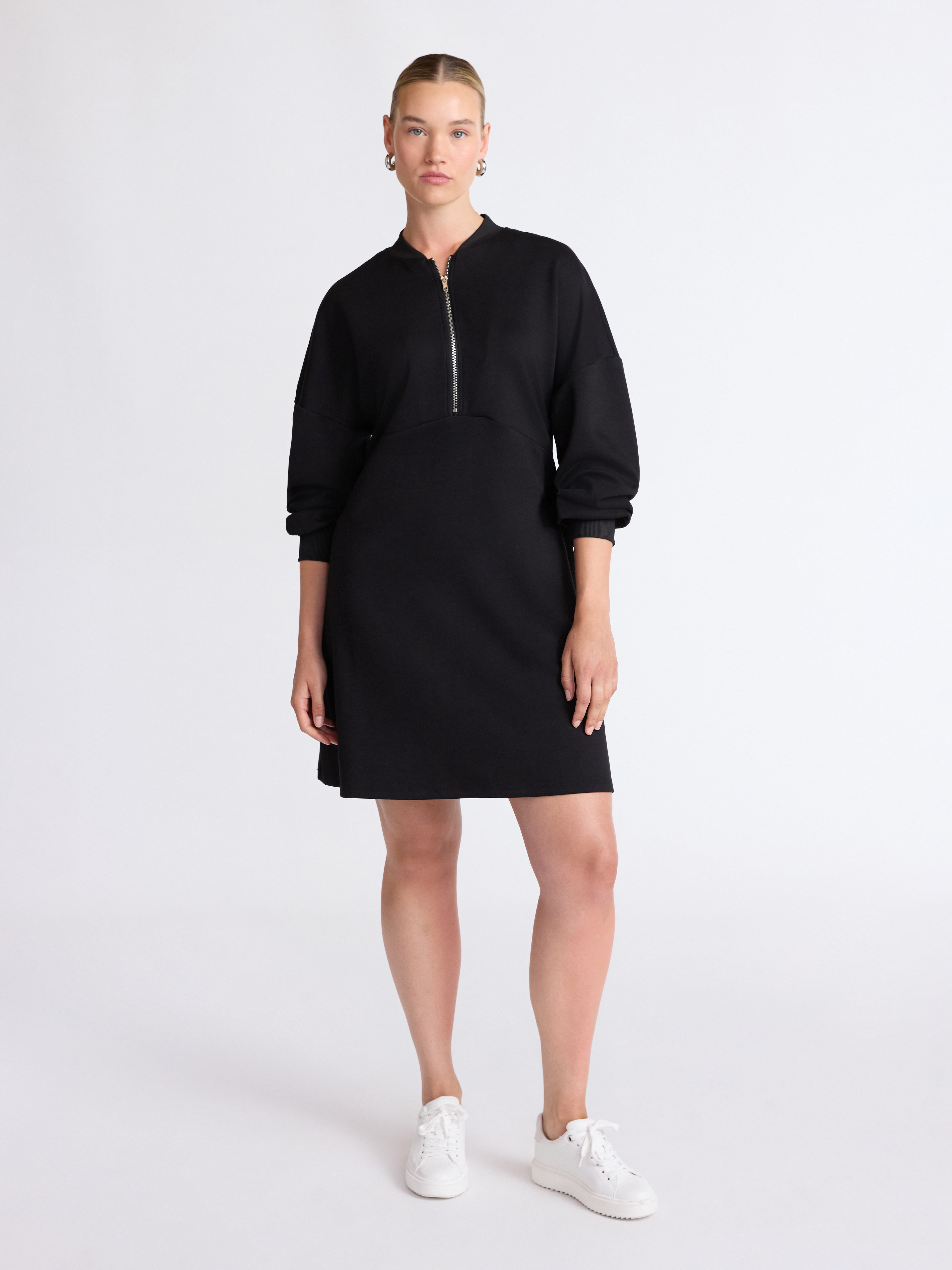 scuba knit dress walmart Scoop Women's and Women's Plus New Scubaknit Moto Dress, Sizes Xs-4x, Size: Large, Red