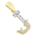 thumbnail image 3 of 10K Yellow Gold Real Diamond Flared Block Font Letter J Initial Pendant 0.11 CT, 3 of 6