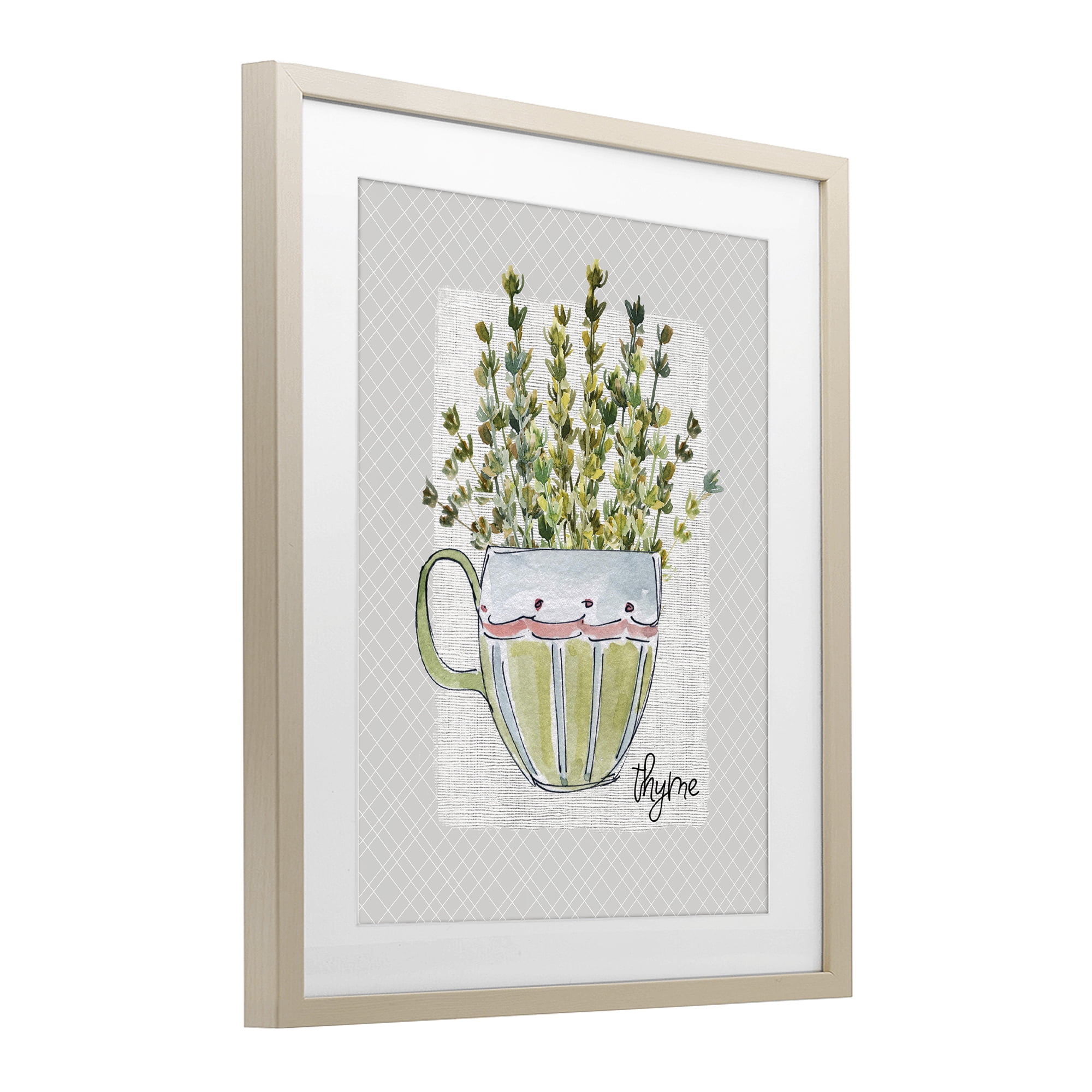 Stupell Industries Thyme Herb Mug Birch Framed Print Under Glass, design by Livi Finn