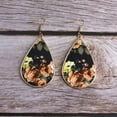 thumbnail image 2 of Morocco Gold Border Teardrop Earrings Ethnic Paisley Pattern Pu Leather Jewelry, 2 of 2