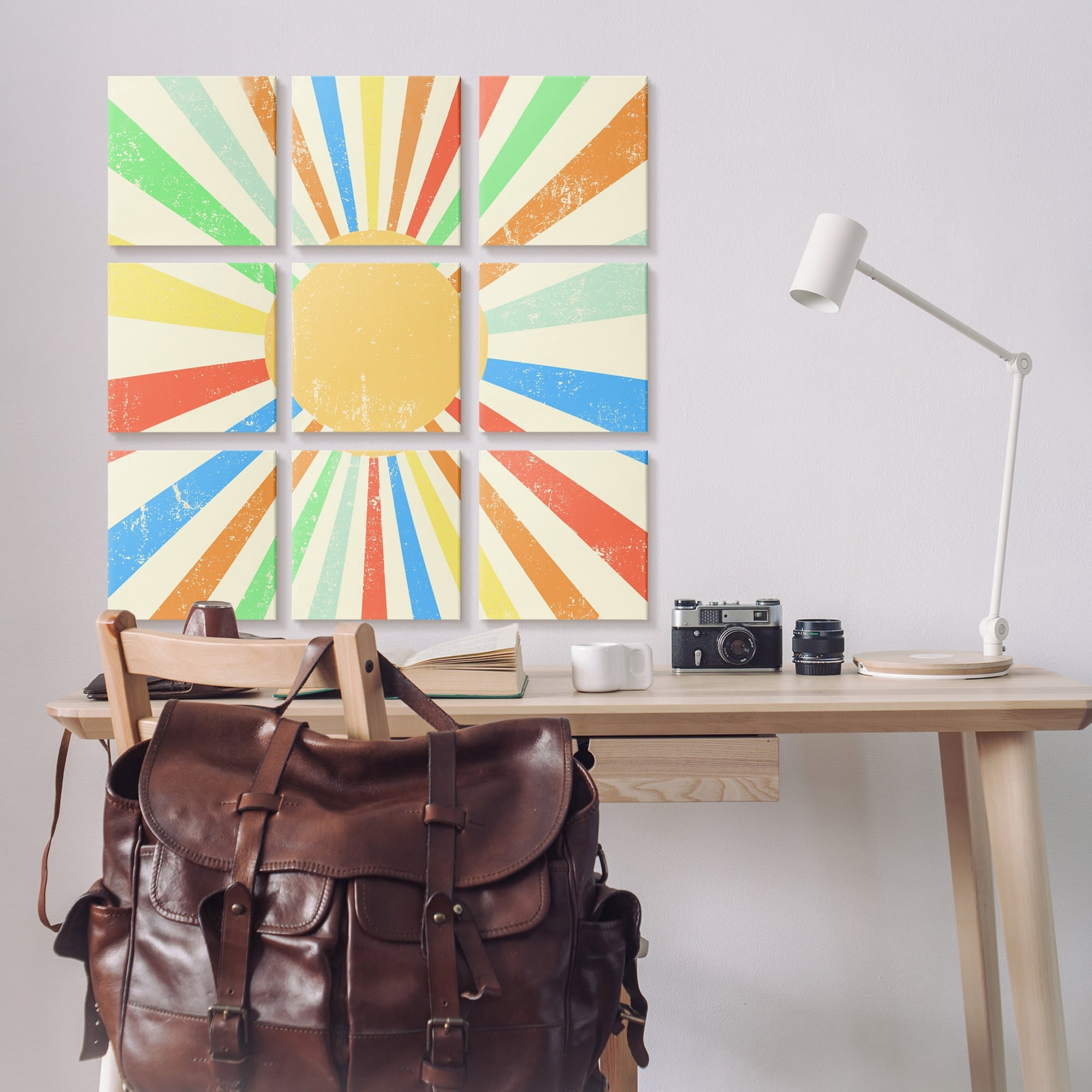 Stupell Industries Children's Bold Summer Sun Primary Tone Striped Pattern, 12 x 12, Design by Daphne Polselli