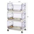 thumbnail image 5 of VECELO Clear Stackable Plastic Storage Carts, 3 Tier Storage Baskets with Wheels, Basket Organizer for Kitchen, Bathroom, Living Room, Home Office, 5 of 8