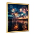thumbnail image 2 of Designart "Green and Red Fireworks over the Lake II" Fashion Framed Wall Art - Modern Green Fireworks Hallway Framed Wall Art Decor, 2 of 6
