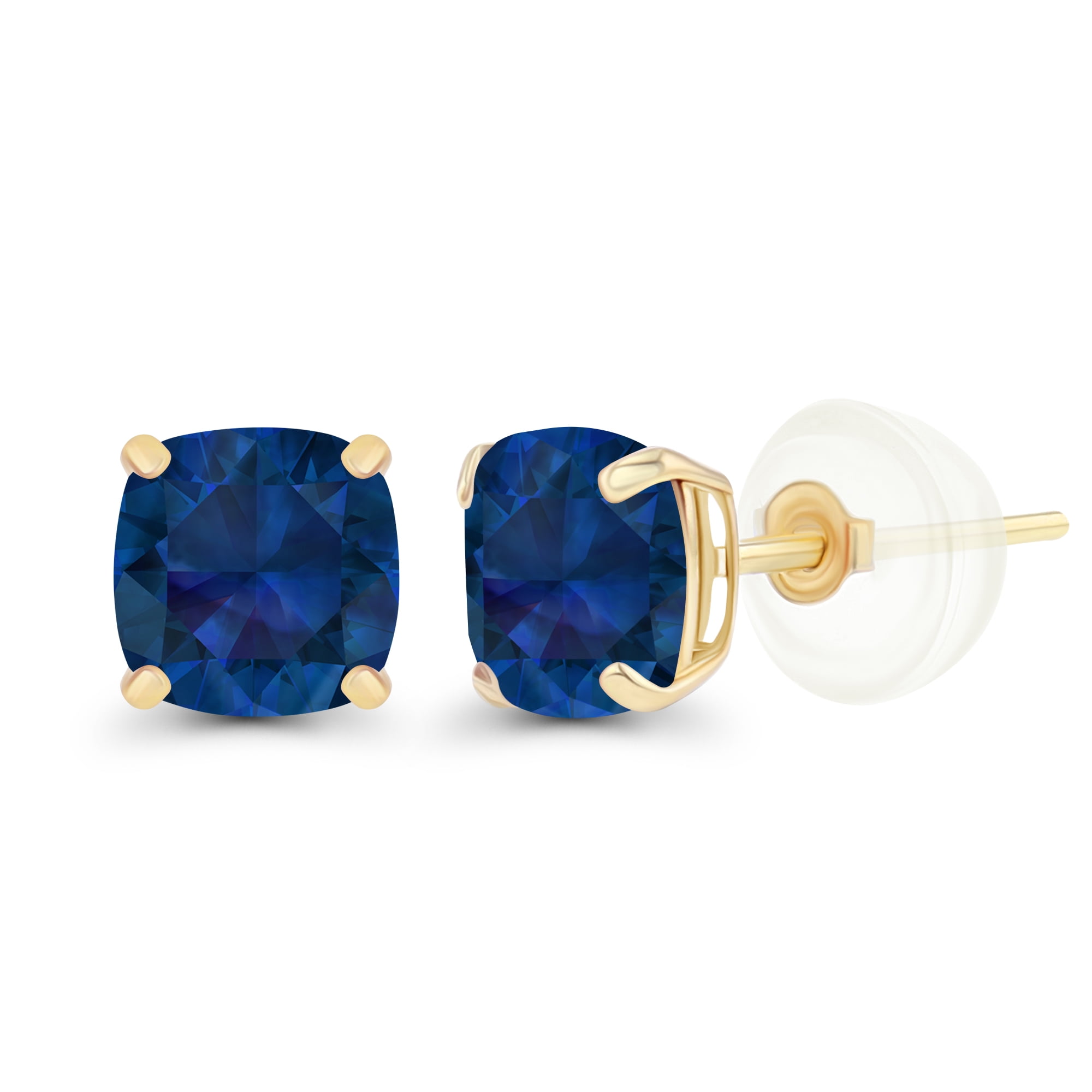 14K Yellow Gold 5mm Round Gemstone Stud Earring with Silicone Back Decadence 14K Yellow Gold 5mm Round Gemstone Stud Earring with Silicone Back Decadence