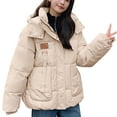 thumbnail image 2 of UPPADA Puffer Fall Jacket Womens Oversized Cropped Puffy Quilted Winter Cropped Puffer Coats with Pockets Fleece Line Windbreaker for Woman Khaki,S, 2 of 5