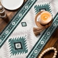 thumbnail image 4 of Green Beige Boho Table Runner 70 Inches Long,Vintage Ethnic Tribal Southwestern Cotton Linen Table Runners Dresser Scarves,Fabric Tabletop Scarf Furniture Cover for Home Dinner Party 13"x70", 4 of 9