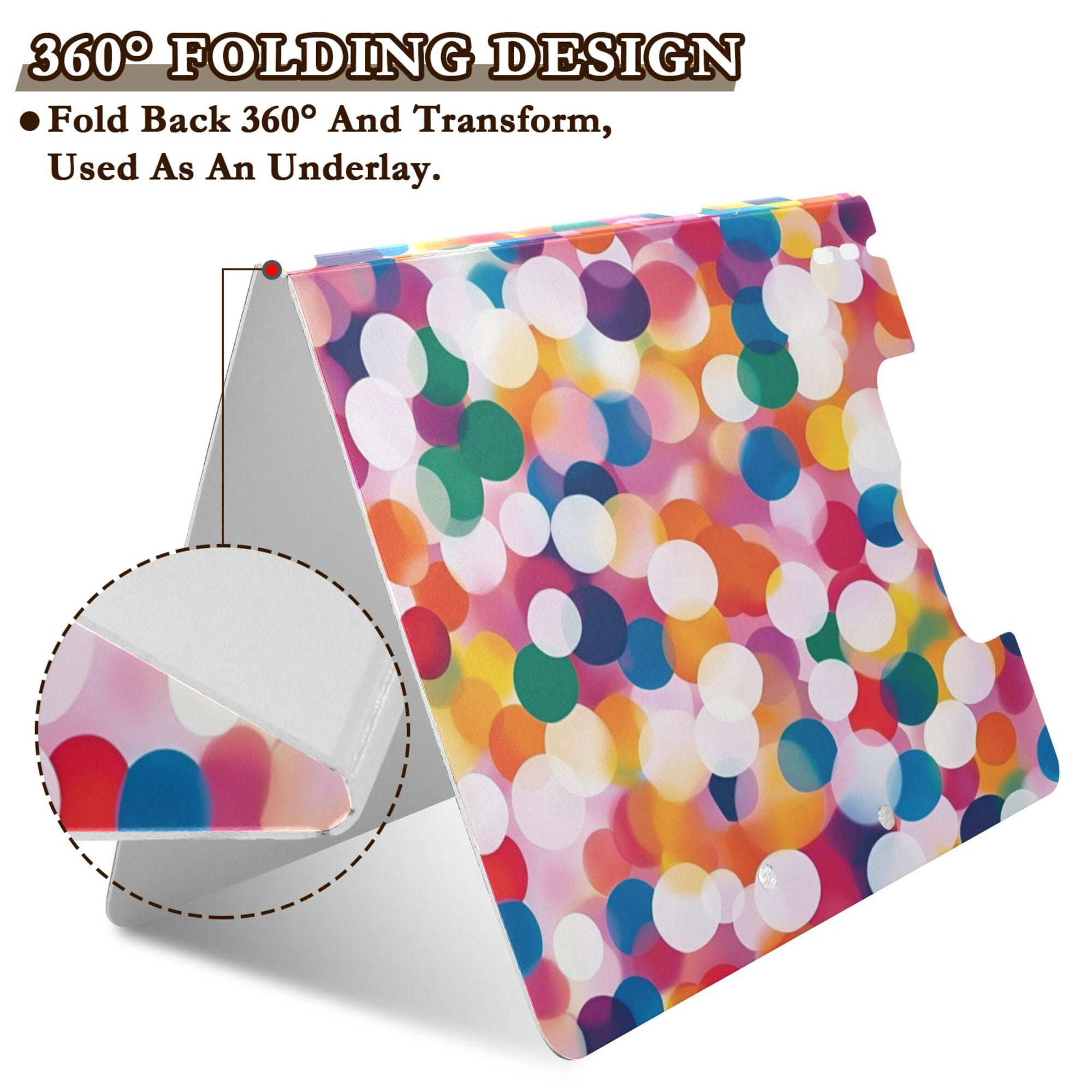FORMRS A4 Clipboard Folder with Pen Holder Horizontal Foldable School Office Binder, White Colorful Circles