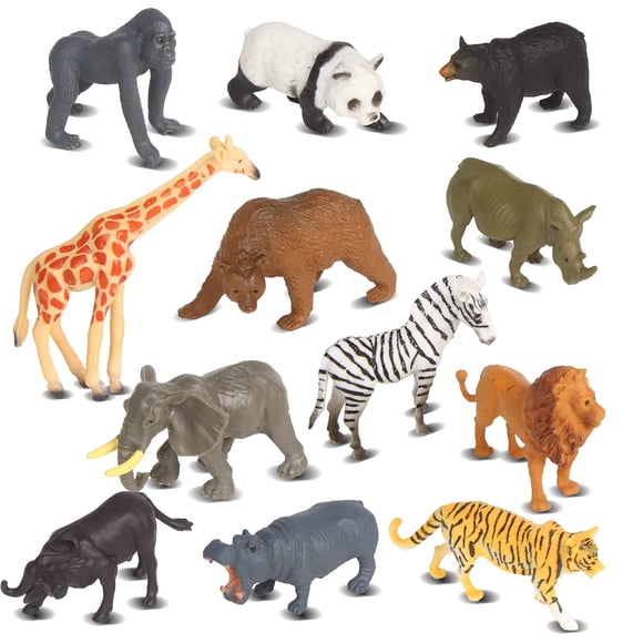 Lomimos 12 Piezas Mini Figura De Animal Salvaje Juguete Realista Figuras De Animales De Safari Modelo Decoración De Pastel Para Niños Cumpleaños Navidad Fiesta De Aprendizaje Educativo