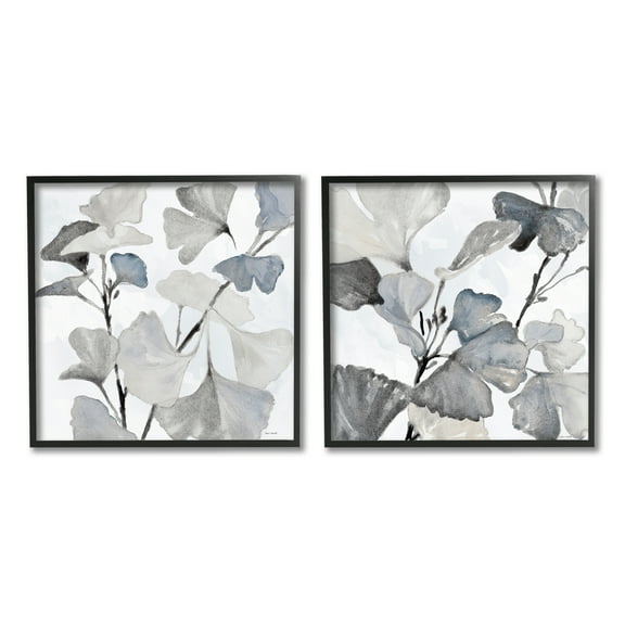 Stupell Industries Elegant Monochromatic Plant Leaves Botanical Illustration , 12 x 12, Design by Lanie Loreth