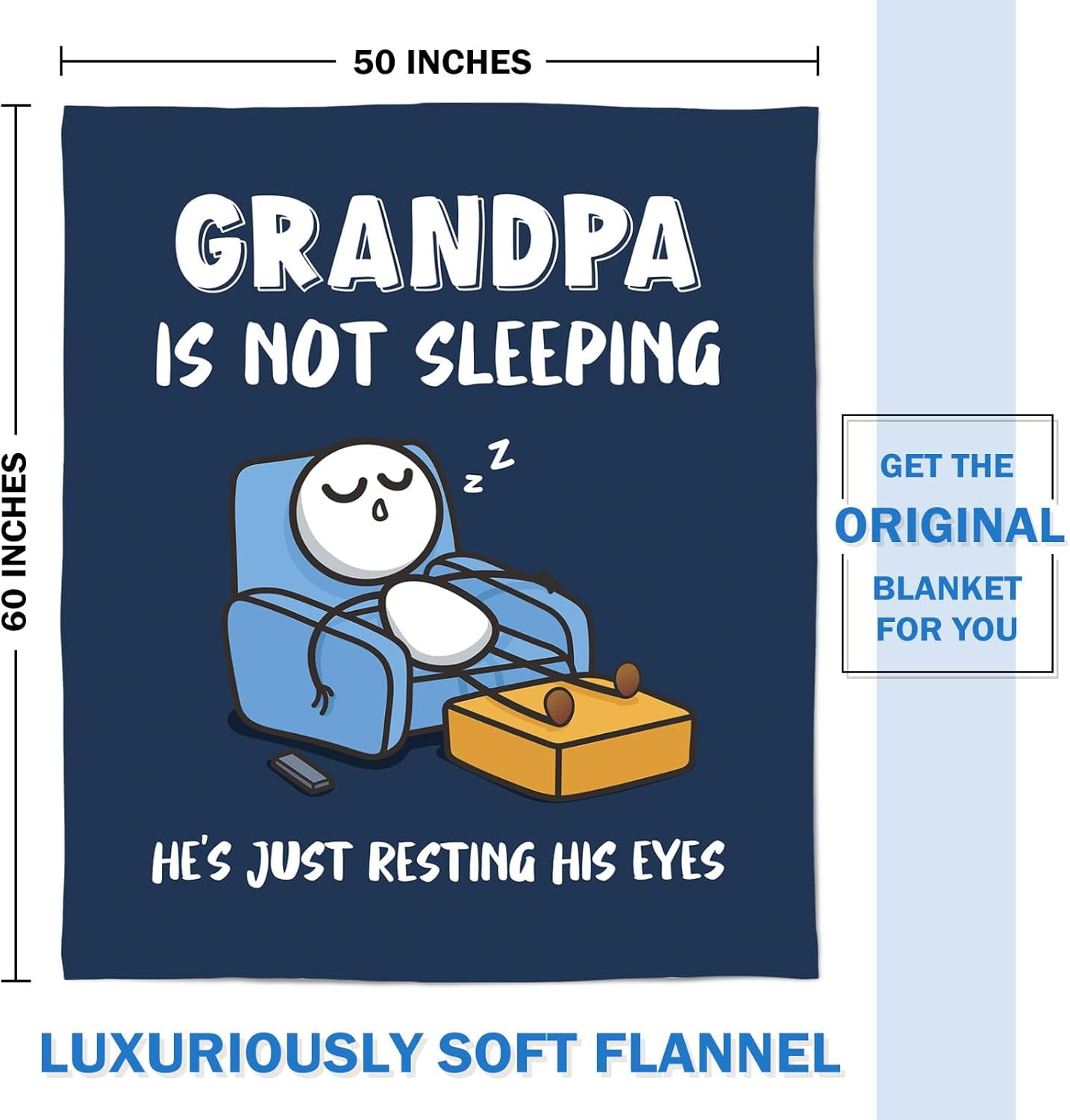 Funny Grandpa Christmas Birthday Gifts, Grandpa is Not Sleeping Blanket, Grandpas Gift from Grandkids, Super Soft Throws Blanket for Napping, Promoted to Grandpas Gifts