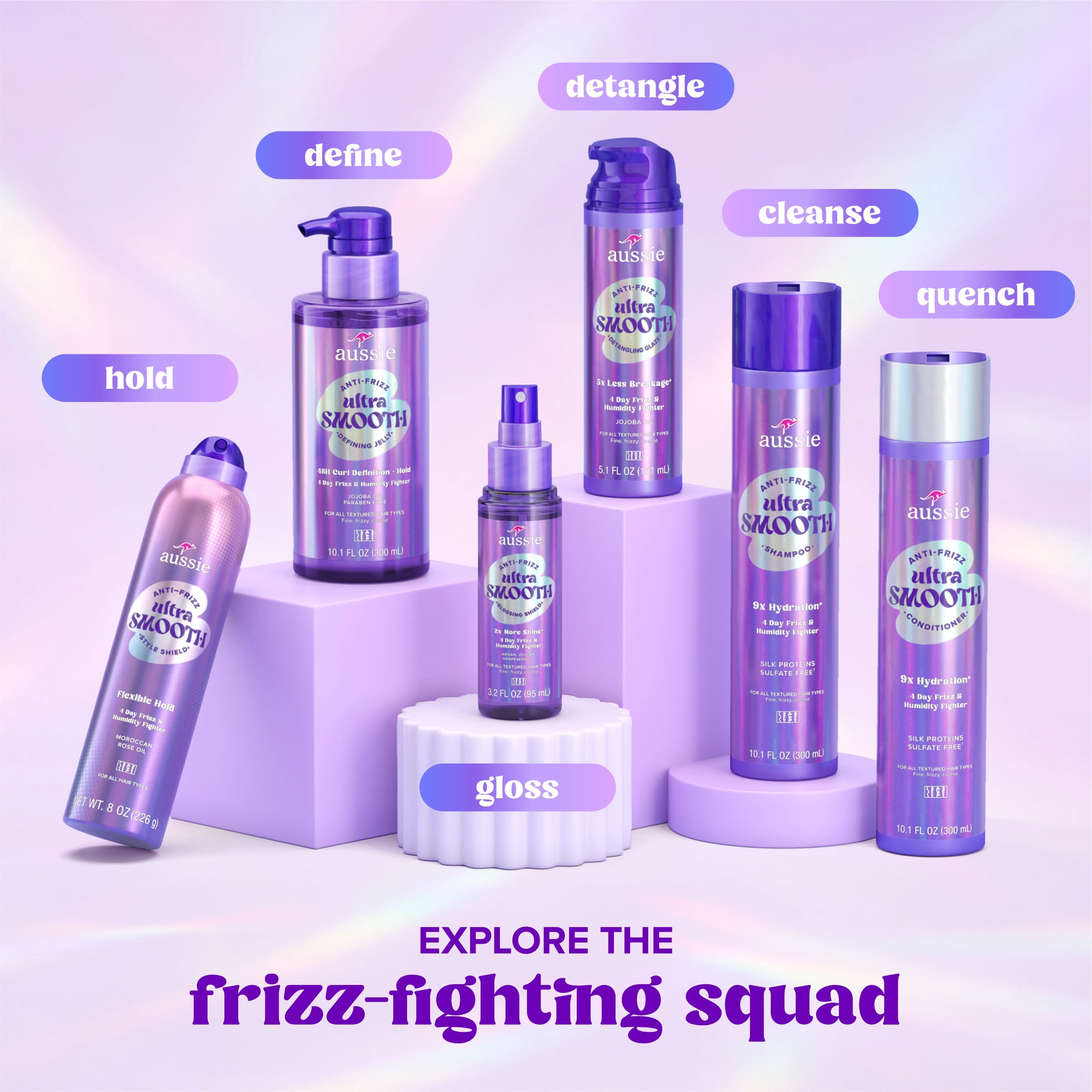 Aussie Ultra Smooth Defining Jelly, Anti-Frizz, Hold + Define, Styler, With Jojoba Oil, For All Textured Hair 10.1oz