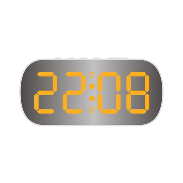 Naiovety Reloj despertador Pantalla digital Reloj de conjuntos de alarmas Ajuste de brillo 2. Hora Fecha Electrodomésticos luz amarilla blanca