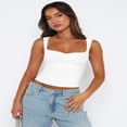 thumbnail image 3 of LYMAYTER Women Fashion Tank Casual Square Neck Sleeveless Tops for S-XL Summer Slim Going Out Crop Vest, 3 of 9