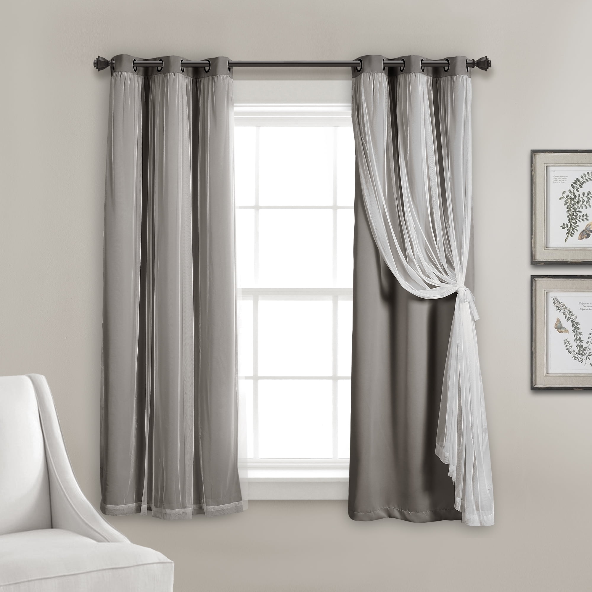 Lush Decor Grommet Sheer Window Curtain Panels With