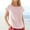 Pink, variant on Tbopshirt Womens Tops,Women's Summer Fashion Cropped Sleeves Lapel V-Neck Cotton Line Loose Shirt Blouse