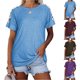 thumbnail image 1 of Fiudx Camisas para Mujer Top de Cuello Redondo de Manga Corta Suelto Estampado Casual para Mujer, 1 of 7