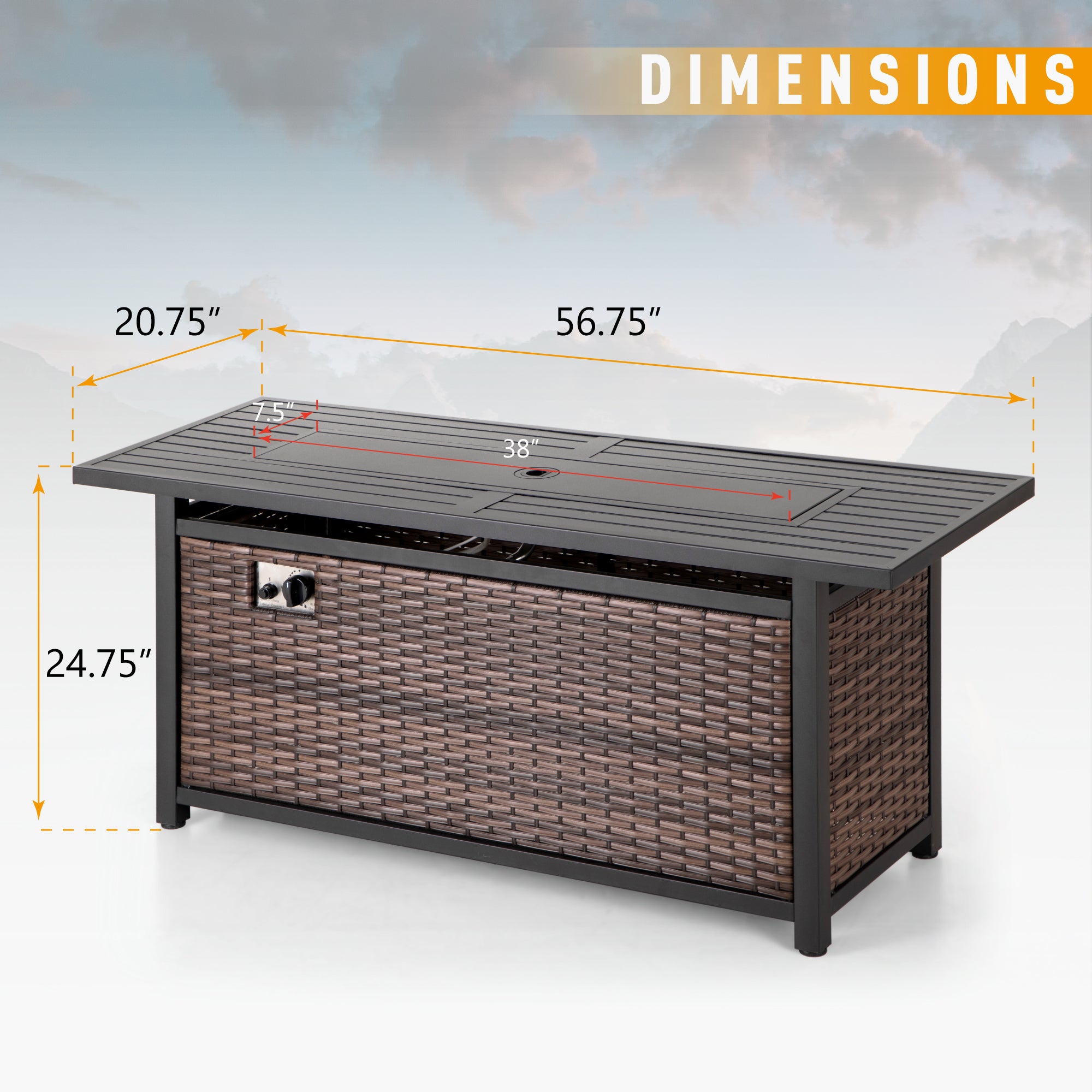 Sophia & William 56" Outdoor Propane Gas Fire Pit Table with Lid 50,000 BTU