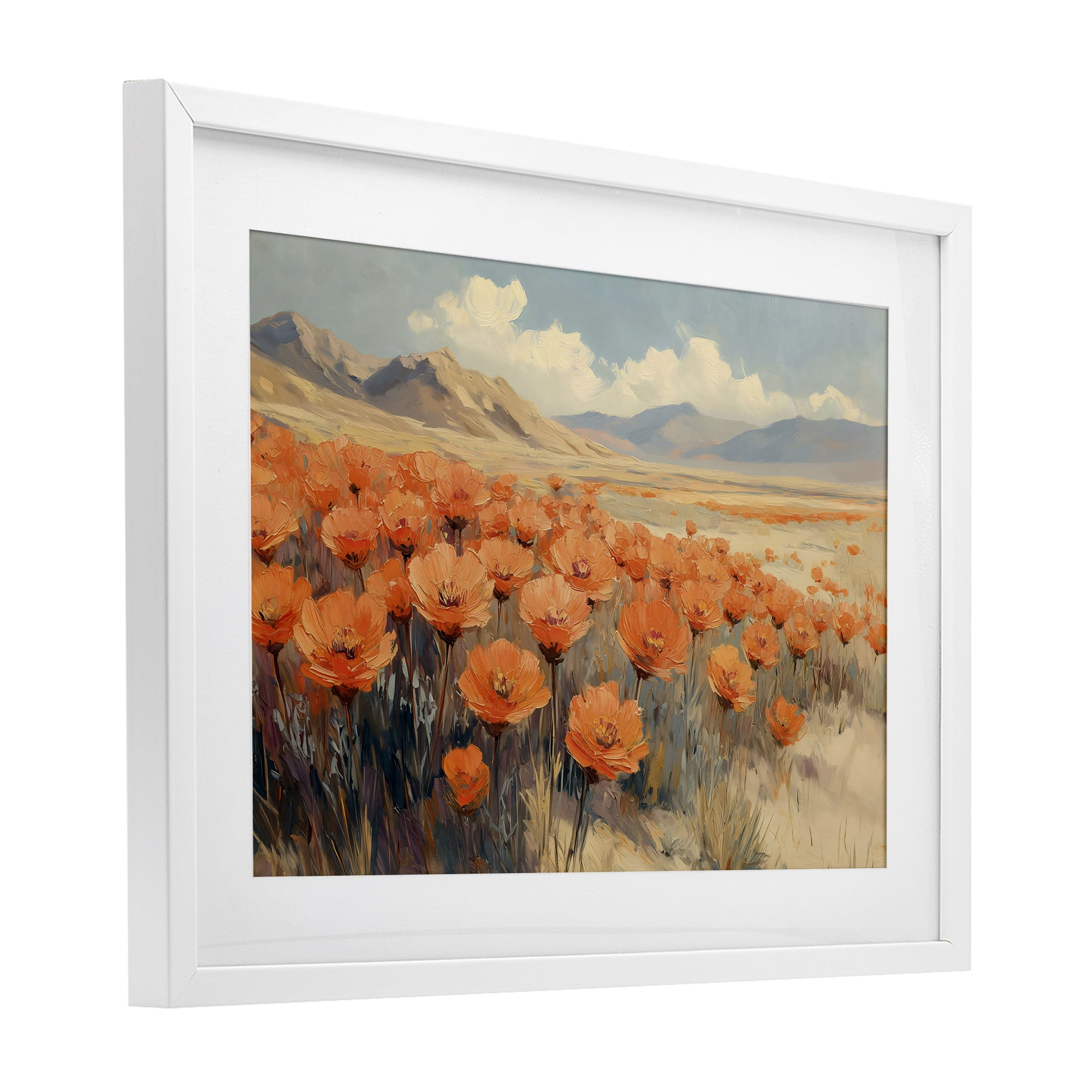 Stupell Industries Desert Poppies in Valley White Framed Print Under Glass, design by Gina Kelly
