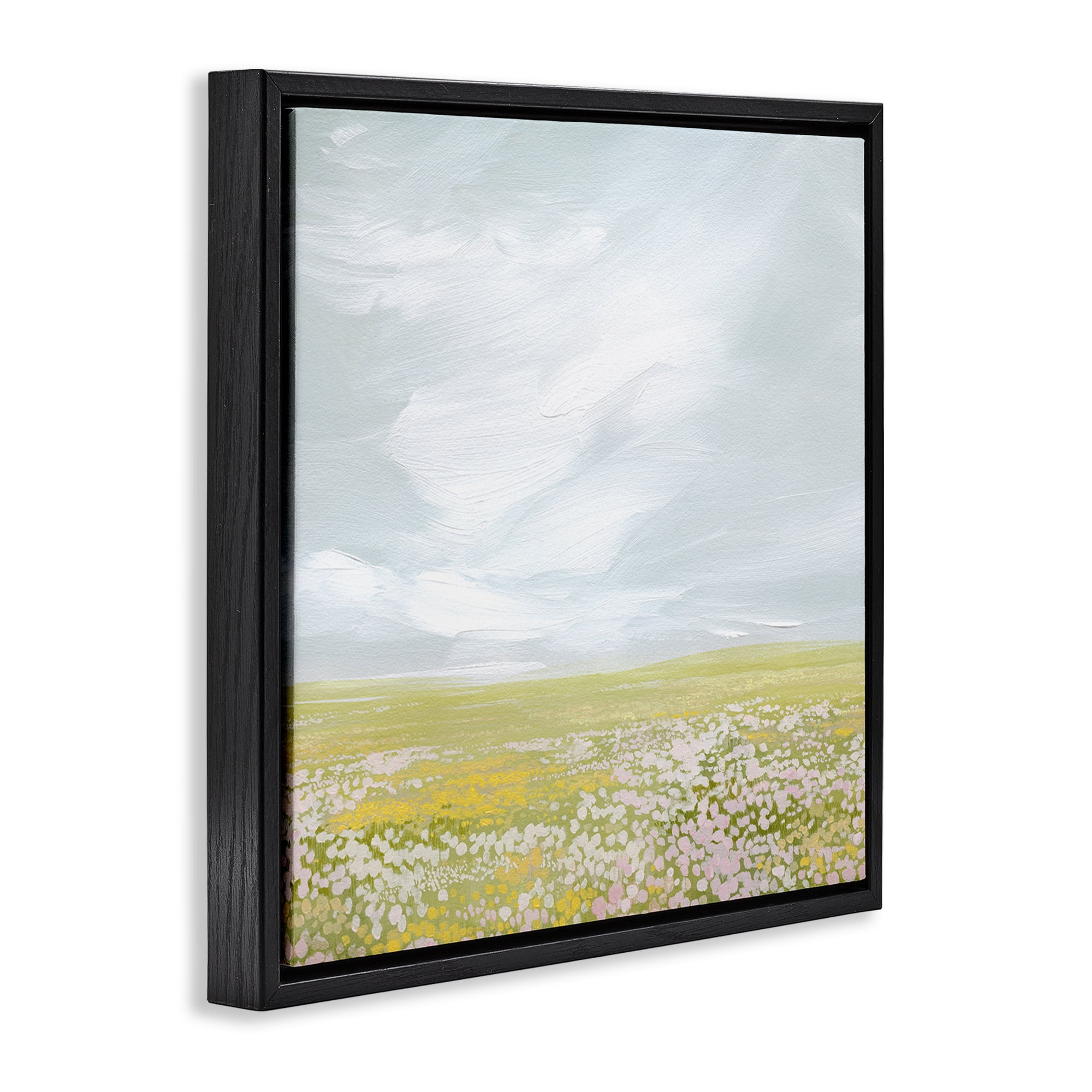 Stupell Industries Endless Spring Meadow Landscape & Nature Painting Black Floater Framed Canvas Art Print Wall Art, 25 x 25