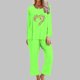 thumbnail image 1 of Puntoco Mujer Otoño Moda Cáncer De Mama Impreso Cuello Redondo Manga Larga + Pantalones Traje Verde L, 1 of 4