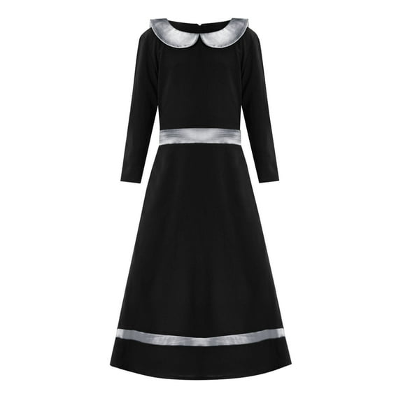 Coerni Toddler Girls Muslim Arab Dresses Long Sleeve Kids 𝐈slamic Long Dress A Line Birthday Wedding Loose Casual Lapel