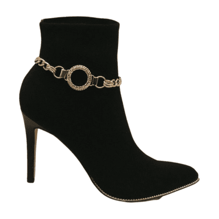 Women Gold Metal Boot Chain Bracelet Shoe Bling Circle Charm Jewelry