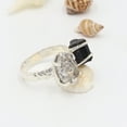 thumbnail image 3 of Herkimer Ring Sterling Silver Ring Black Tourmaline Ring Statement Ring Unique Ring Handmade Ring for Women's, 3 of 8