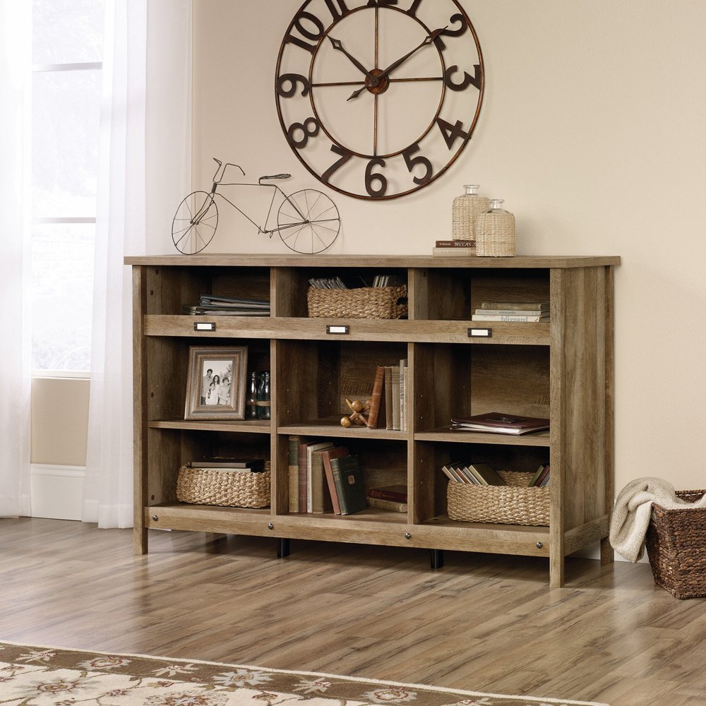 Sauder Adept Bookcase Storage Credenza, Oak Finish