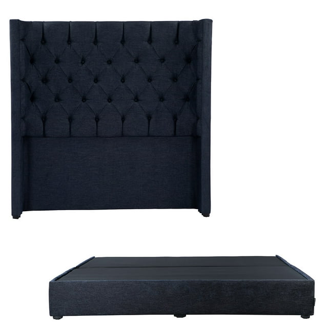 Box Base Cama King Size+Cabecera Tartuk Azul