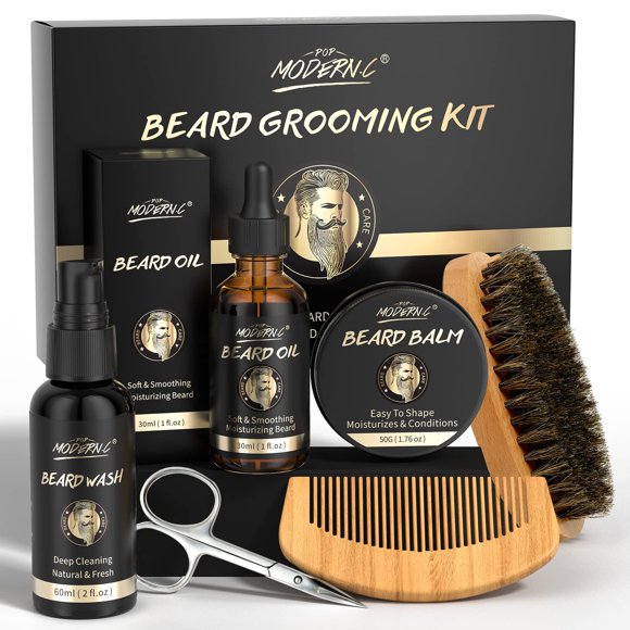 Set de cuidado y crecimiento de barba POP MODERN.C, 6 unidades, para hombre