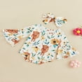 thumbnail image 3 of Infant Girls Romper and Headband  Flower/ Cactus Print Long Flared Sleeves  Neck Jumpsuit, 3 of 7