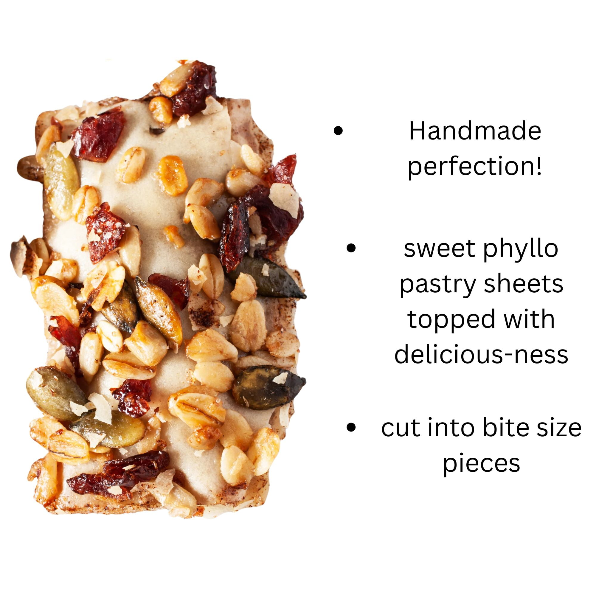 Phyllo Cranberry and Apricot Crisps Pastry Dough Sheets Handmade Snacks Reusable Storage Bag
