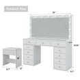 thumbnail image 3 of 11 Drawers Makeup Vanity with Charging Station, Vanity Desk with 13 LED Bulbs and HD Mirror, 3 Color Brightness Adjustable, Glass Top Vanity Set for Bedroom, 3 of 8