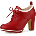 thumbnail image 1 of BLISSFUL STEP Women's Round Toe Platform Block High Heel Ankle Boots, 1 of 7