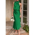 thumbnail image 4 of Vestido PRETTYGARDEN 2025 sin mangas, cuello simulado, satinado, verde, talla L, 4 of 8