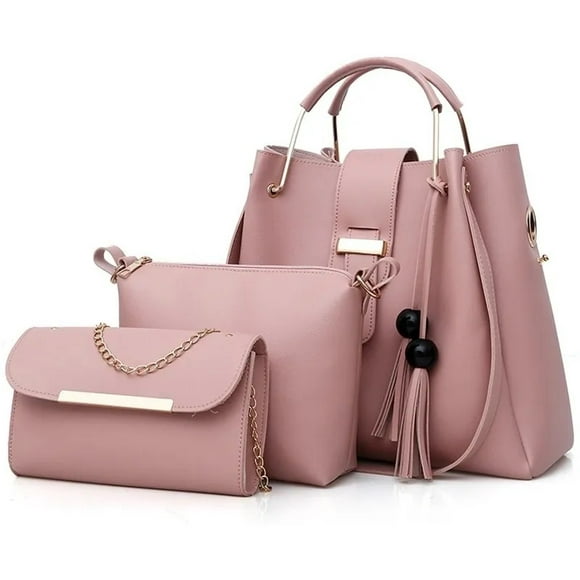 Set 3 Bolsas Bandolera Ifor Cosmetiquera Cartera Rosa
