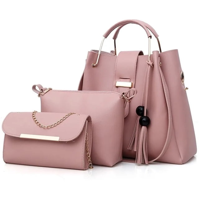 Set 3 Bolsas Bandolera Ifor Cosmetiquera Cartera Rosa