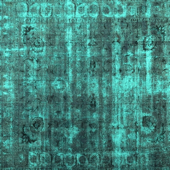 Ahgly Company Indoor Square Abstract Turquoise Blue Contemporary Area Rugs, 6' Square