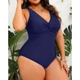 thumbnail image 2 of GFDYREE Women Plus Size One Piece Swimsuits V Neck Tummy Control Bathing Suits Front Cross Swimwear, 2 of 6
