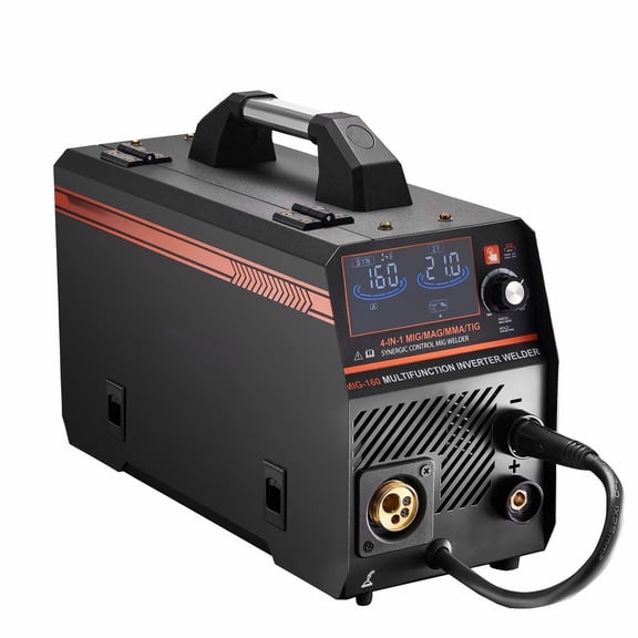 MIG Welder 160 Amp 4-in-1 Welding Machine - MIG/Flux Core/Stick/TIG - 10mm Capacity - IGBT Inverter - LCD Display