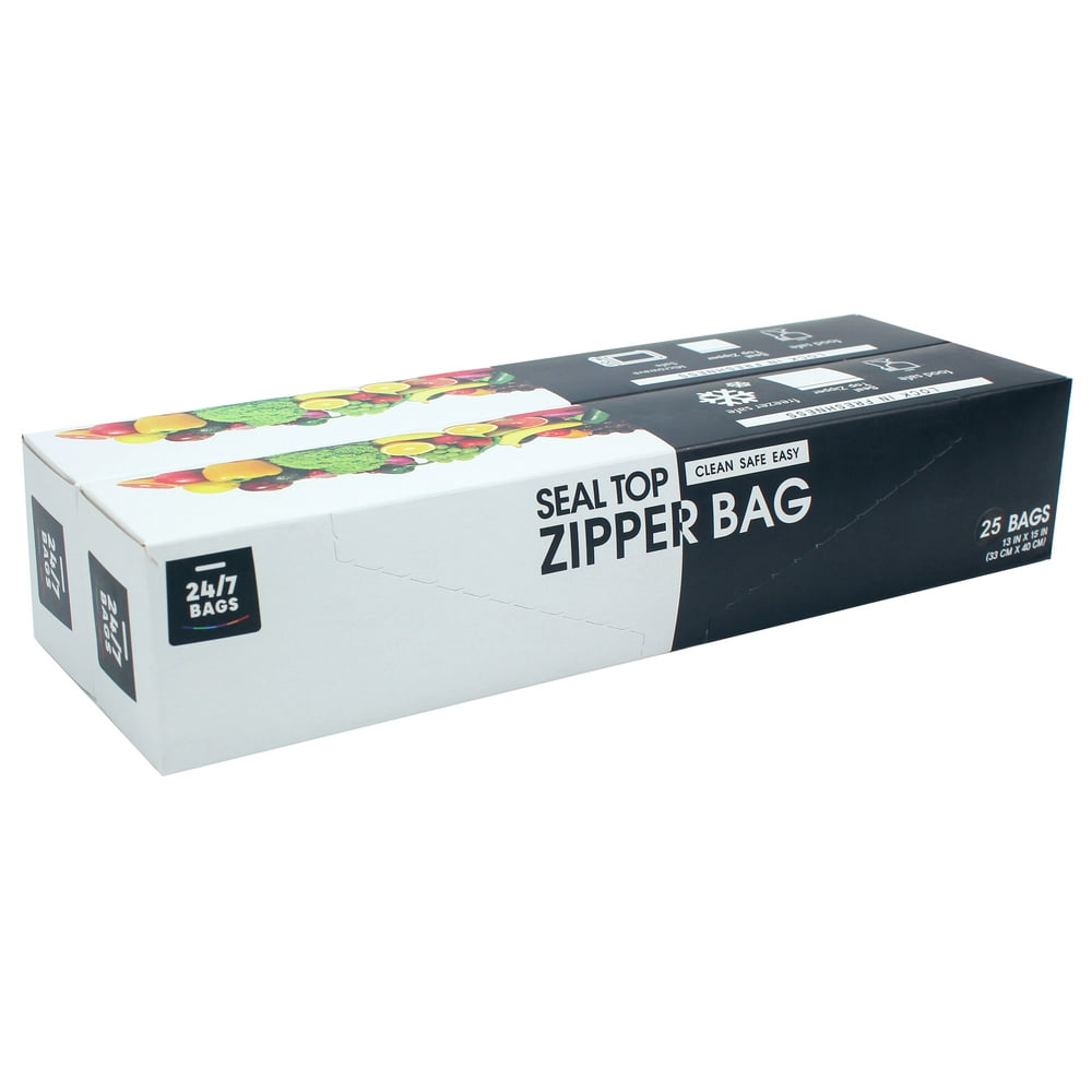24/7 Bags - Double Zipper Storage Bags, 2 Gallon, 50 Count (2 Packs of ...