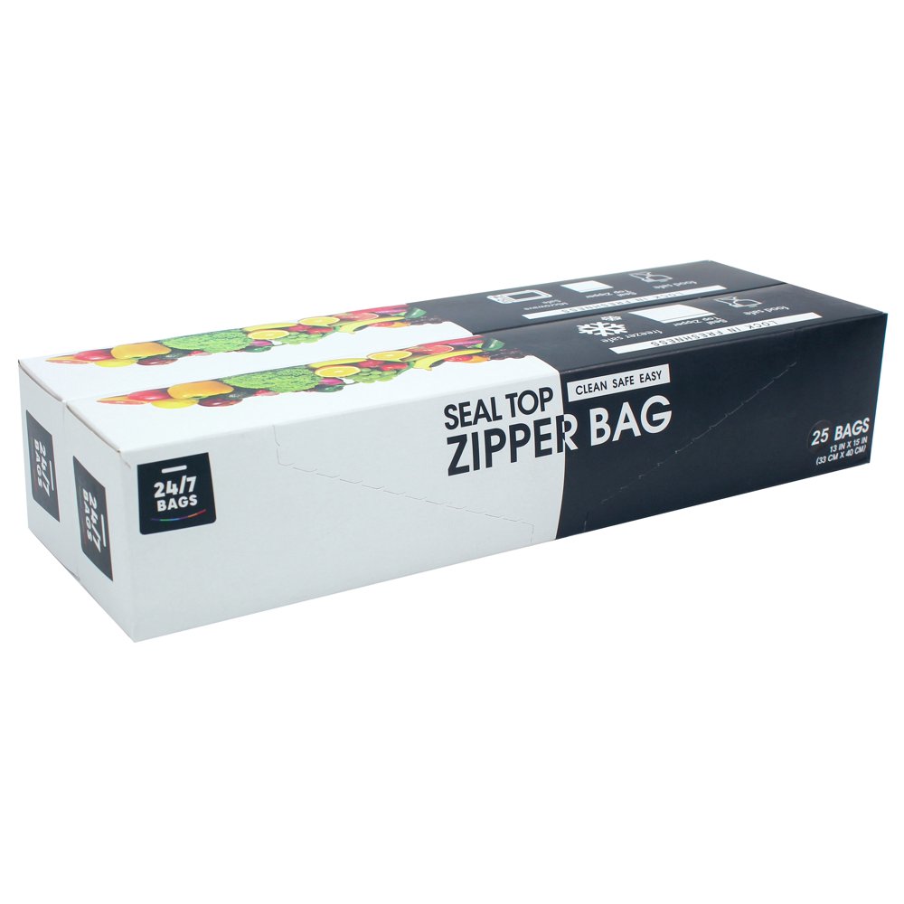 24/7 Bags Double Zipper Storage Bags, 2 Gallon, 50 Count (2 Packs of