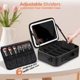 thumbnail image 4 of Bolsa de maquillaje IPOW Travel con espejo LED, 3 ajustes de luz, color negro, 4 of 8