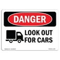 thumbnail image 1 of SignMission OS-DS-A-1218-L-1437 12 x 18 in. OSHA Danger Sign - Look Out for Cars, 1 of 1
