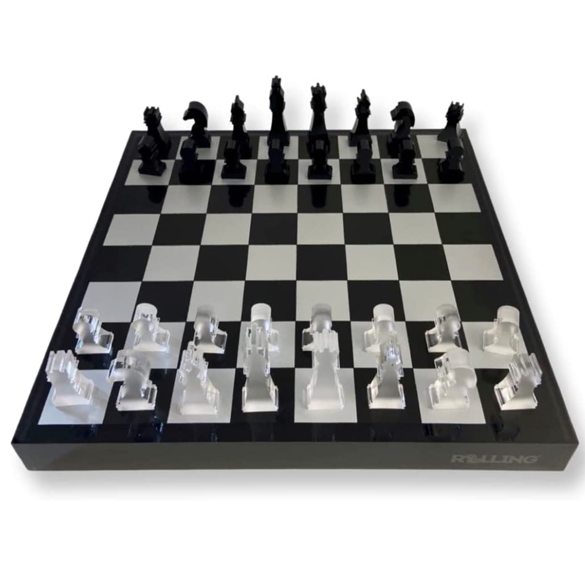 Rolling 66 Checkers & Chess Board Set with Acrylic Board & Chess Pieces ...