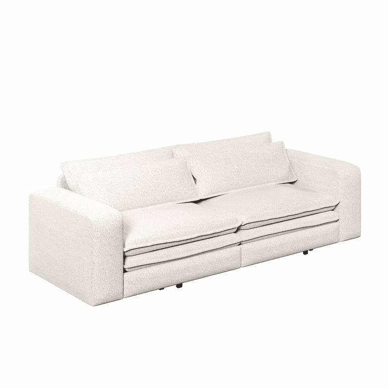 93" King Size Sleeper Sofa Bed, 3-in-1 Convertible Pull Out Couch, Chaise Lounge, Sherpa Fleece 3-Seater Upholstered Sofa with 2 Lumbar Pillows for Living Room, Apartment, and Office