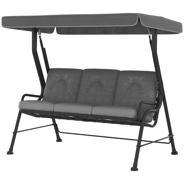 CoSoTower 3-Person Patio Swing Chair with Canopy 3 Seater Porch Swing for Garden, Backyard, Poolside, Light Grey